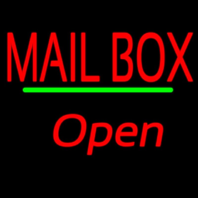 Mailbo  Open Green Line Neon Skilt