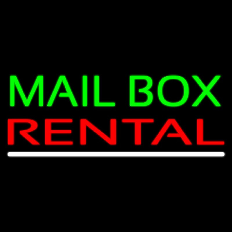 Mailbo  Rental White Line Neon Skilt