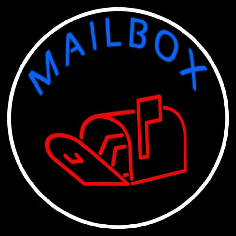 Mailbo  With Logo Circle Neon Skilt