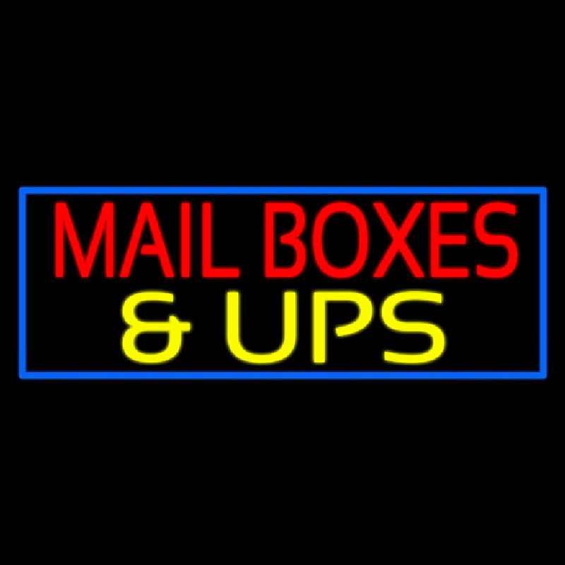 Mailbo es And Ups Block Blue Border Neon Skilt