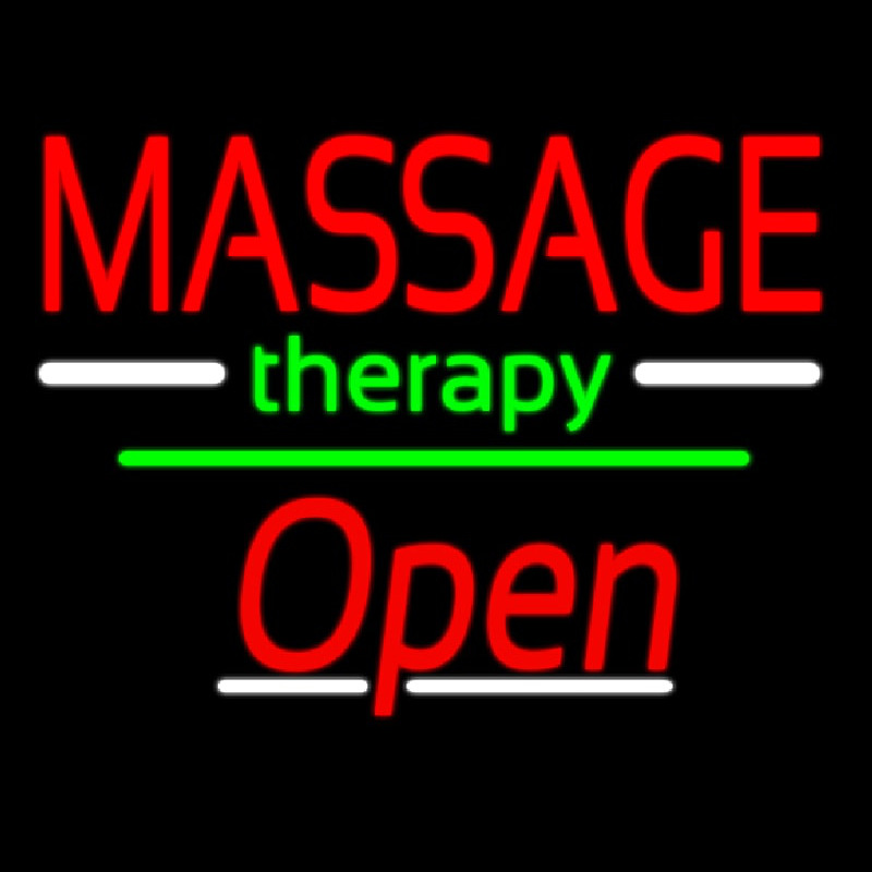 Massage Therapy Open Yellow Line Neon Skilt