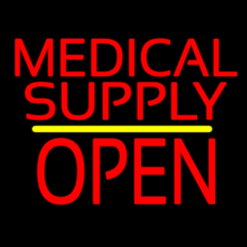 Medical Supply Block Open Yellow Line Neon Skilt