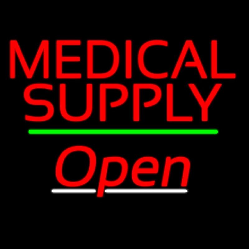 Medical Supply Open Green Line Neon Skilt