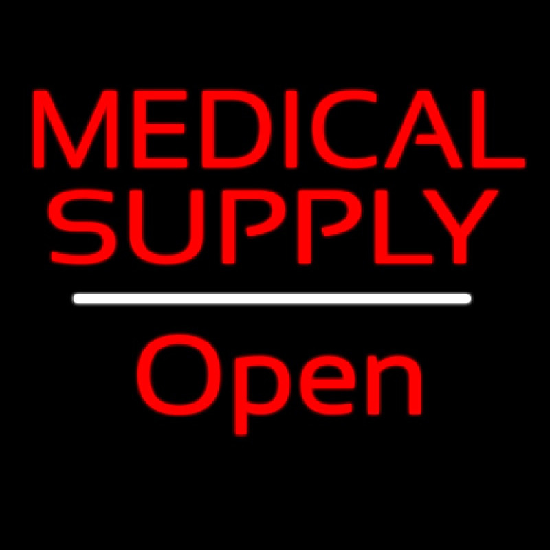 Medical Supply Open White Line Neon Skilt