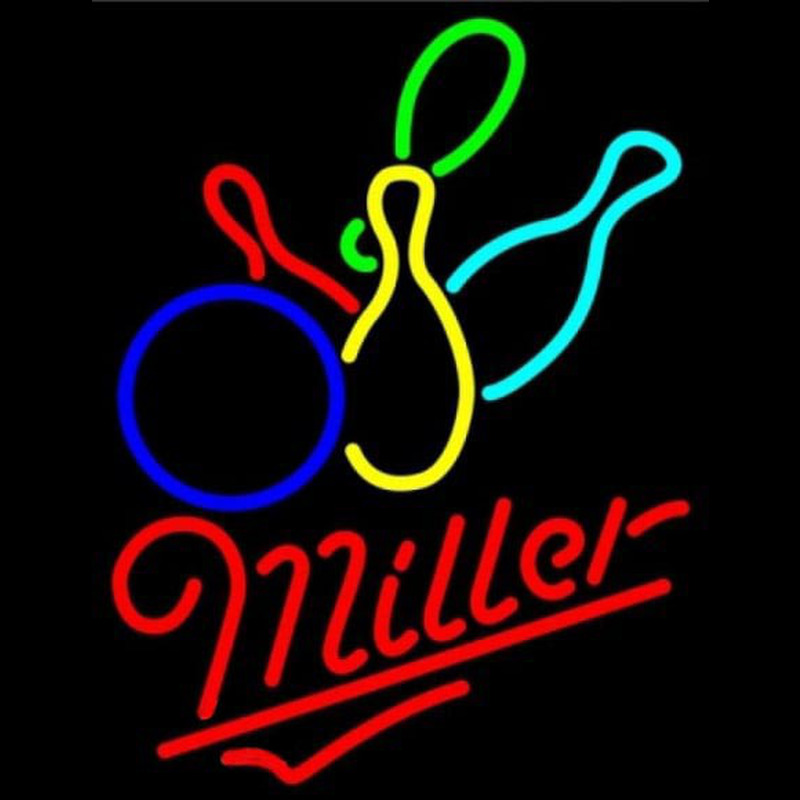 Miller Colored BowlingS Beer Sign Neon Skilt