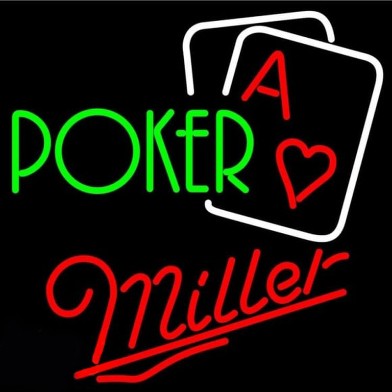 Miller Green Poker Beer Sign Neon Skilt