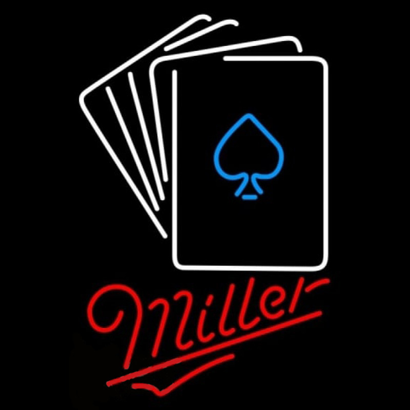 Miller Poker Cards Beer Sign Neon Skilt