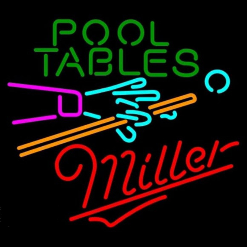 Miller Pool Tables Billiards Beer Sign Neon Skilt