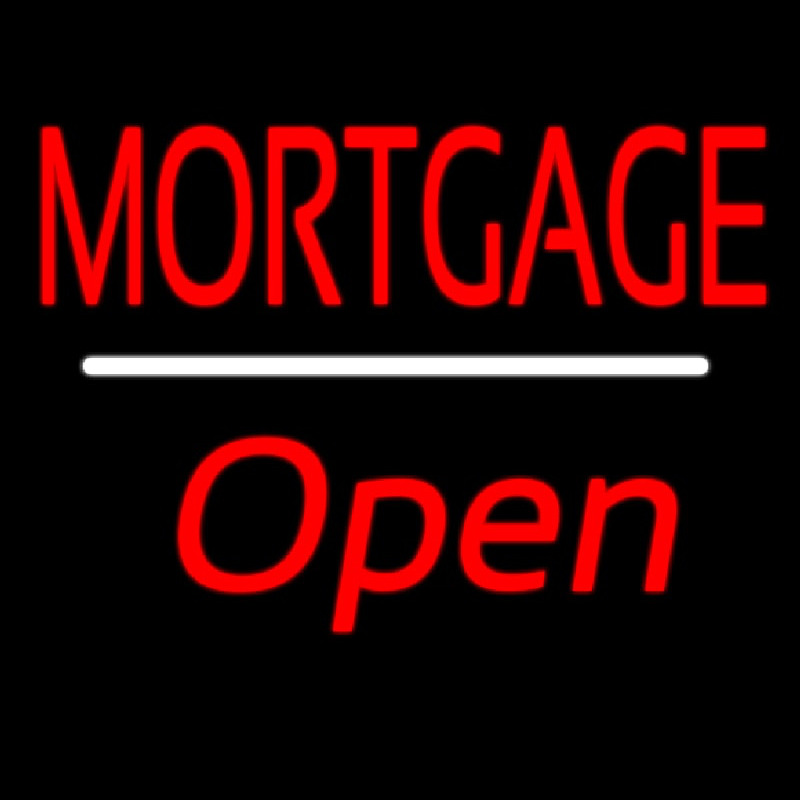 Mortgage Open White Line Neon Skilt