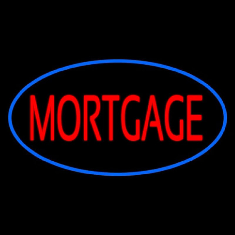 Mortgage Oval Blue Neon Skilt