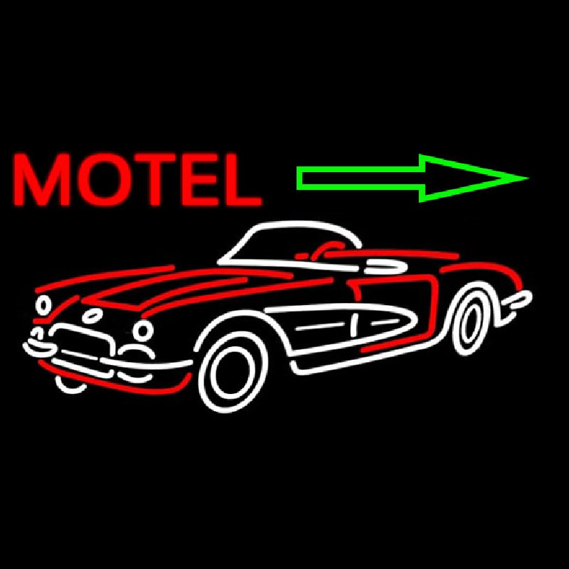 Motel Arrow With Car Logo Neon Skilt