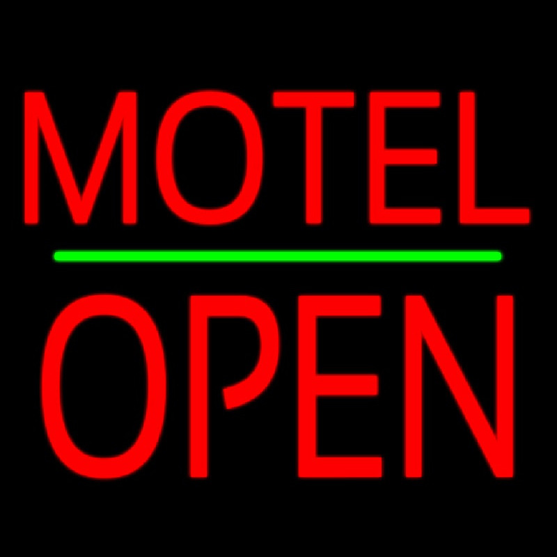 Motel Block Open Green Line Neon Skilt