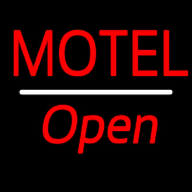 Motel Open White Line Neon Skilt