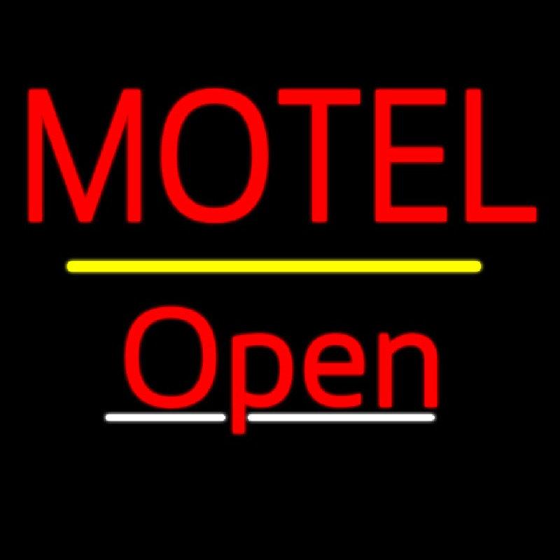 Motel Open Yellow Line Neon Skilt