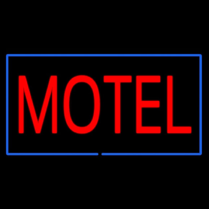 Motel With Blue Border Neon Skilt