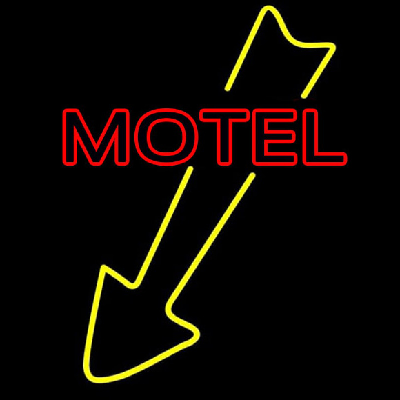 Motel With Down Arrow Neon Skilt