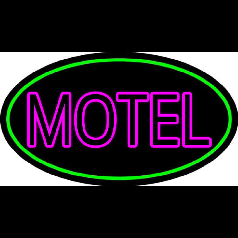 Motel With Green Border Neon Skilt