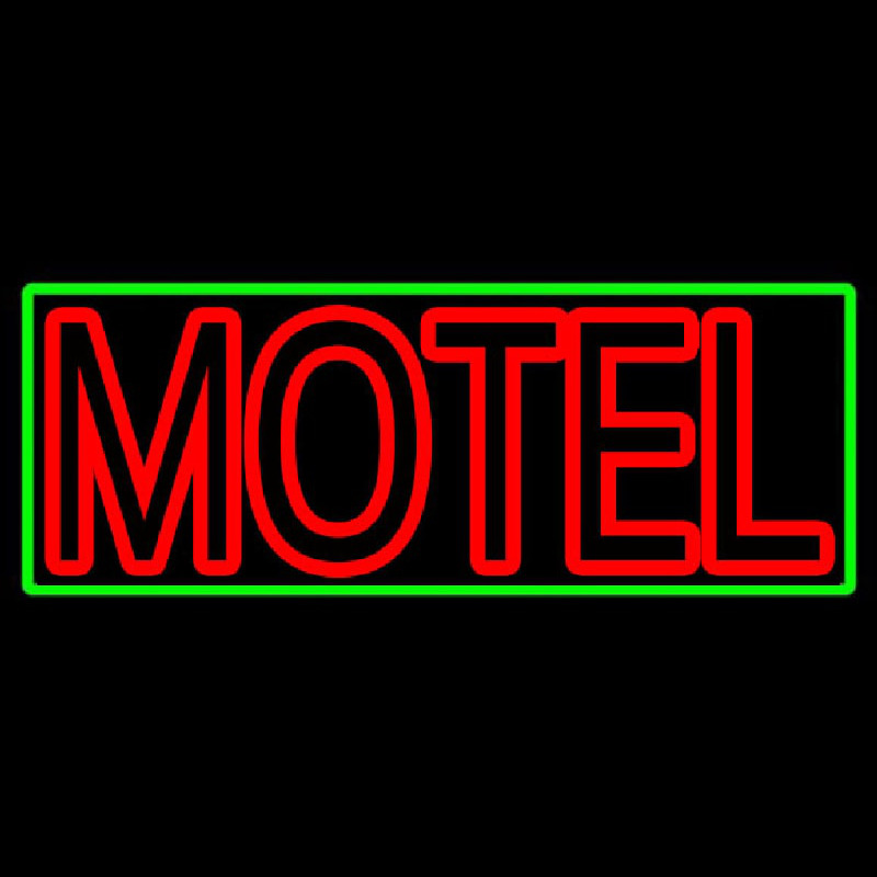 Motel With Green Border Neon Skilt