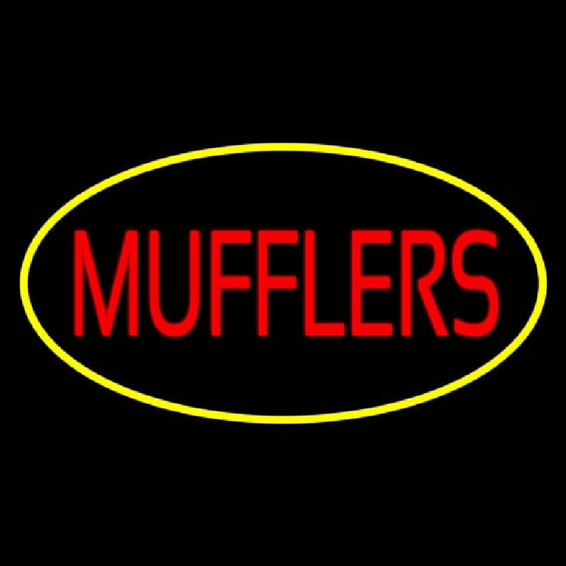 Mufflers Yellow Oval Neon Skilt