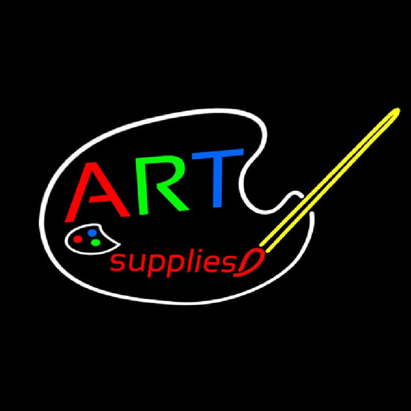 Multi Color Art Supplies With Brush Neon Skilt