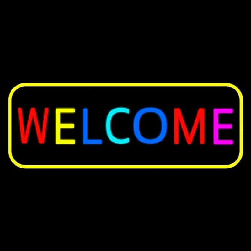 Multi Colored Welcome Bar With Yellow Border Neon Skilt