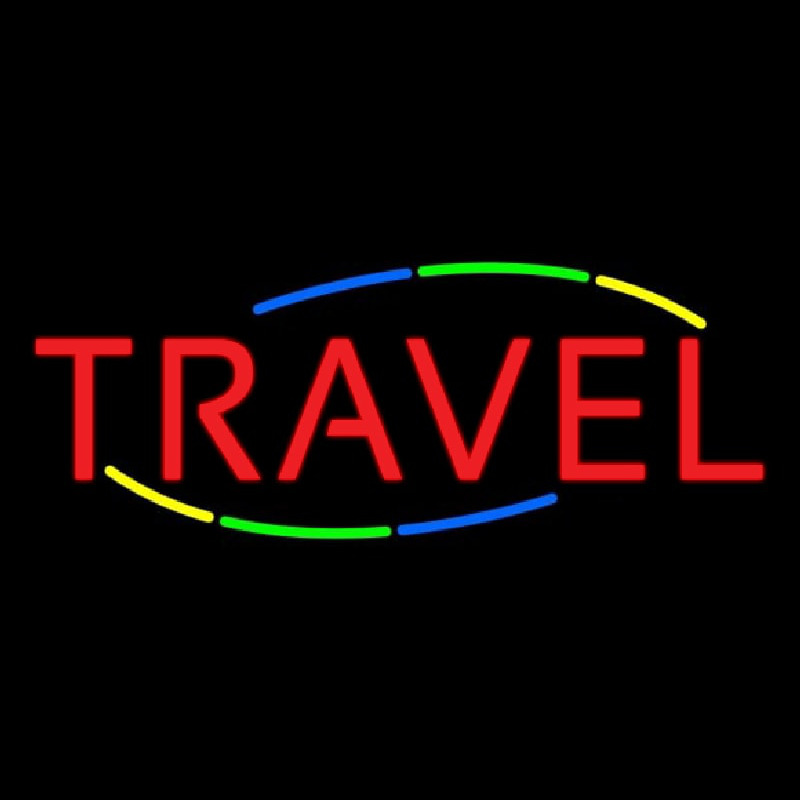 Multicolored Deco Style Travel Neon Skilt