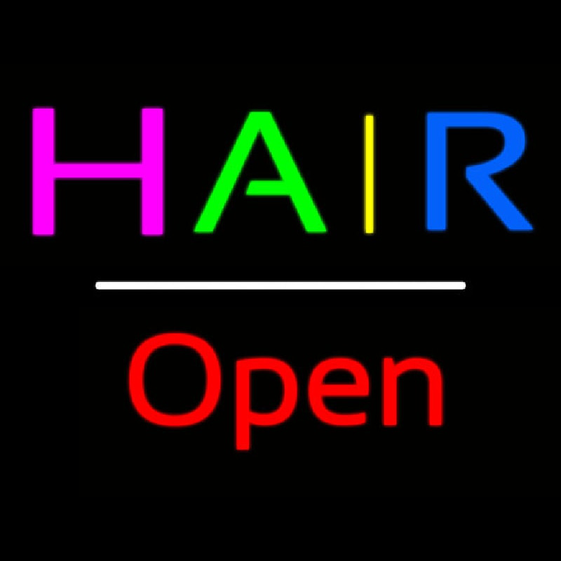 Multicolored Hair Open White Line Neon Skilt