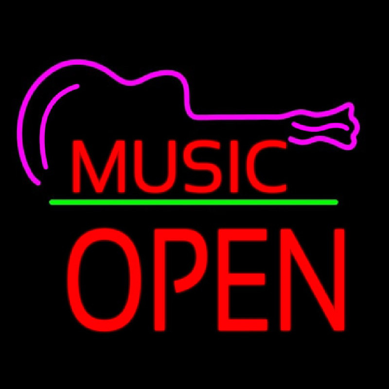 Music Green Line Open Block Neon Skilt