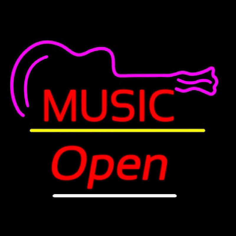 Music Logo Open Yellow Line Neon Skilt