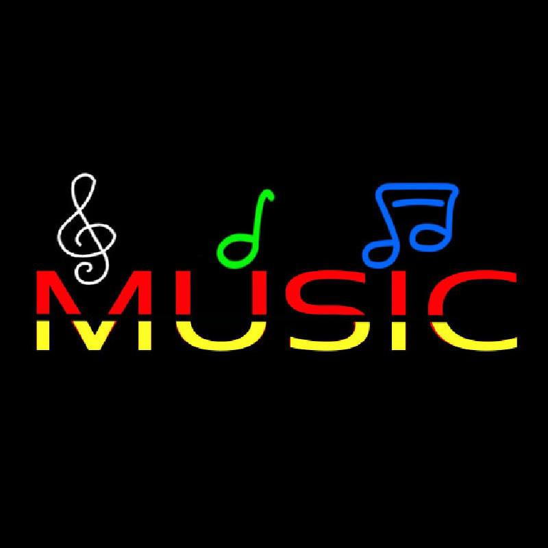 Music With Notes Neon Skilt