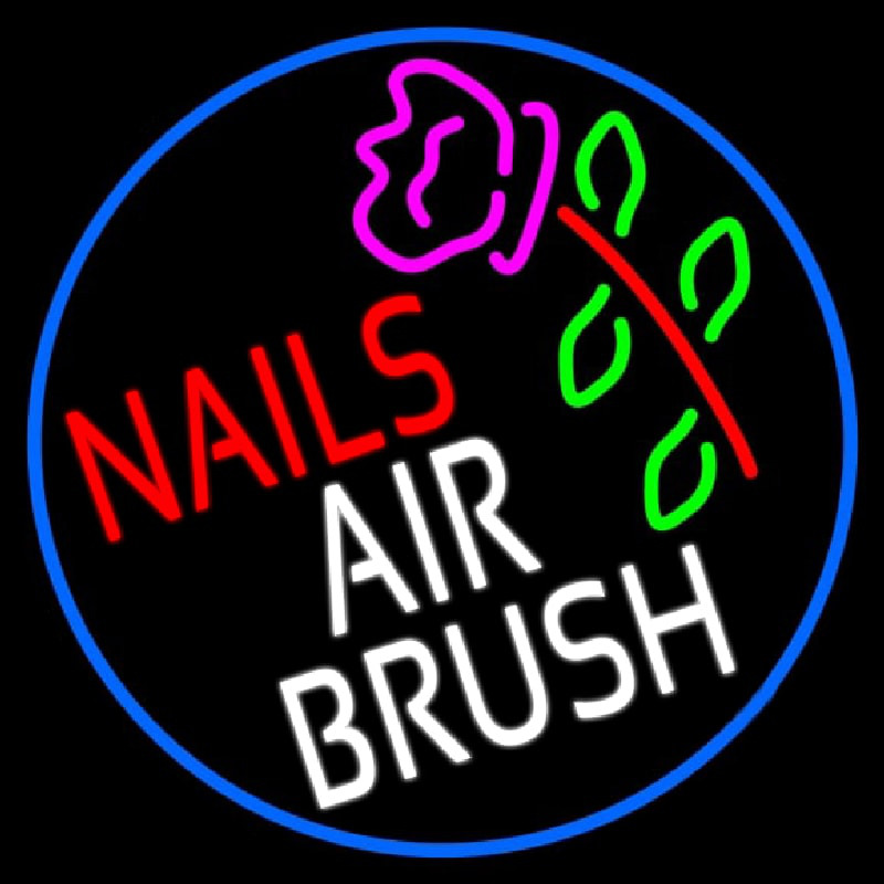 Nails Airbrush With Flower Neon Skilt