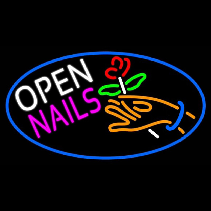 Nails Open Logo Neon Skilt