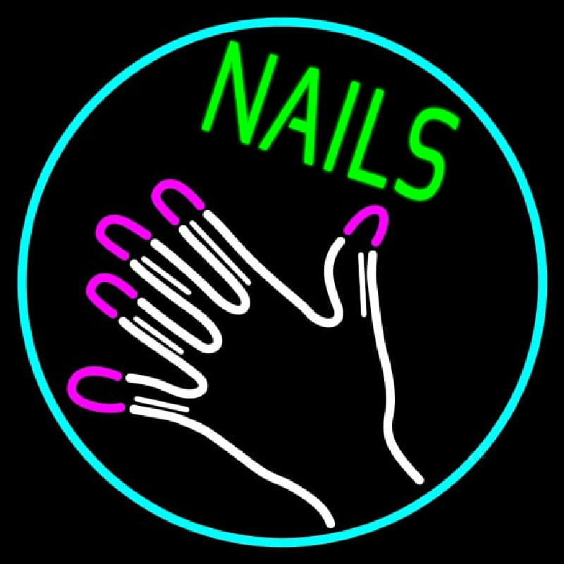 Nails With Hand Logo Neon Skilt