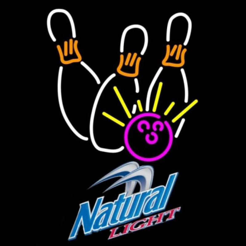 Natural Light Bowling White Pink Beer Sign Neon Skilt