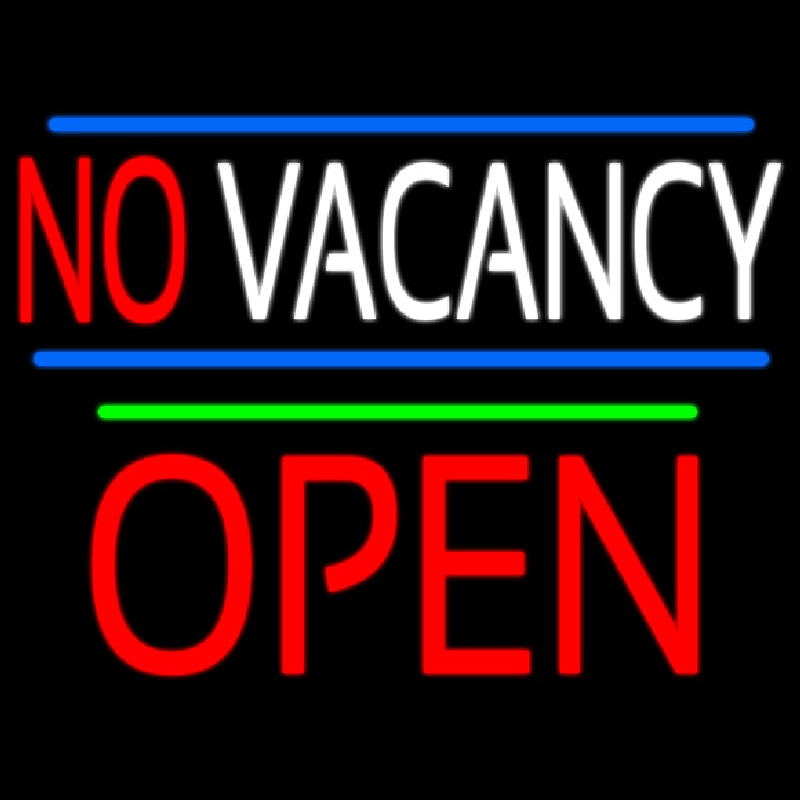 No Vacancy Block Red Open Green Line Neon Skilt