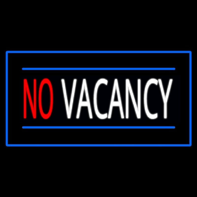 No Vacancy Rectangle Blue Neon Skilt