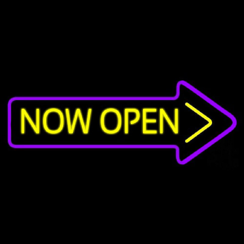 Now Open With Arrow Neon Skilt