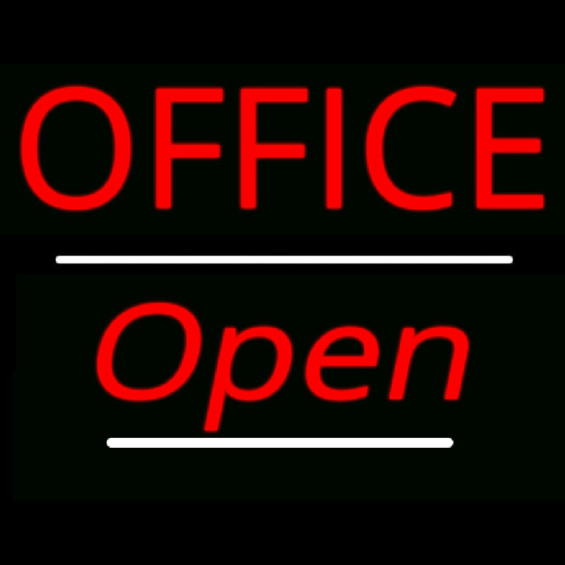 Office Open White Line Neon Skilt