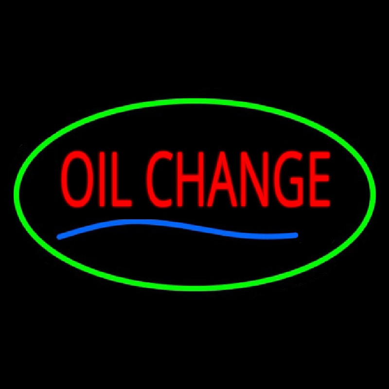 Oil Change Green Oval Neon Skilt