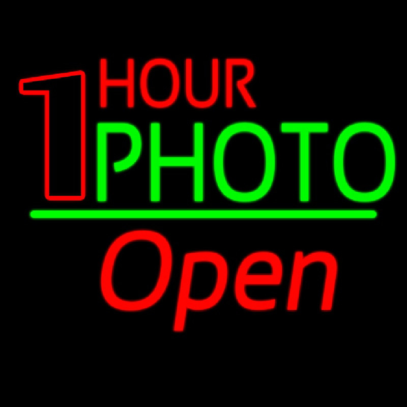 One Hour Photo Open 2 Neon Skilt