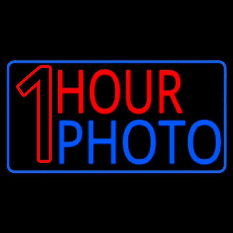 One Hour Photo With Border Neon Skilt