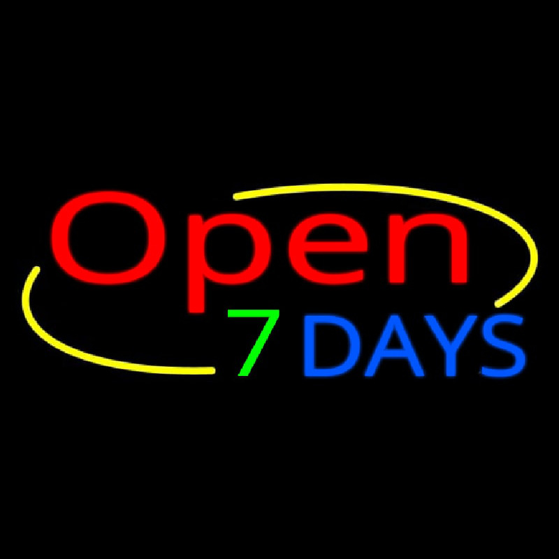 Open 7 Days Neon Skilt