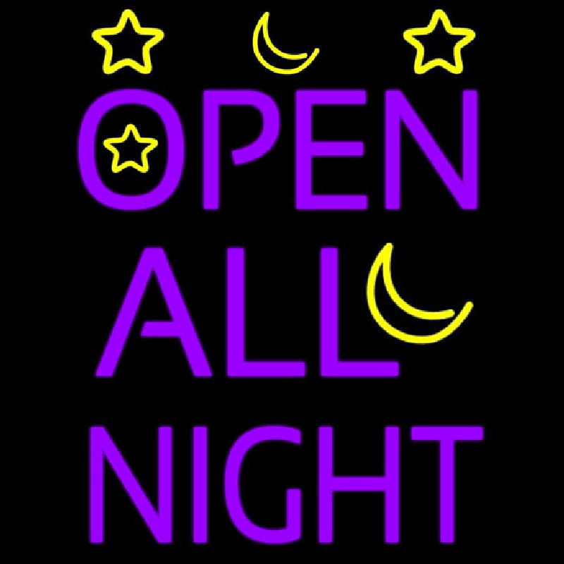 Open All Night Neon Skilt