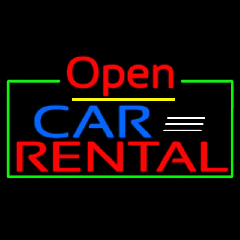 Open Car Rental Neon Skilt