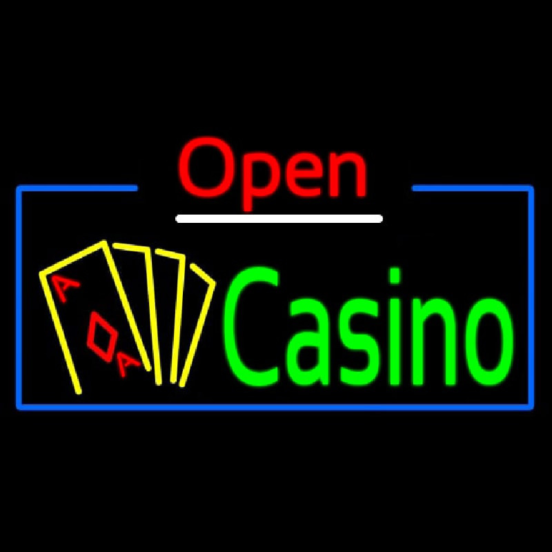 Open Casino With Cards Neon Skilt