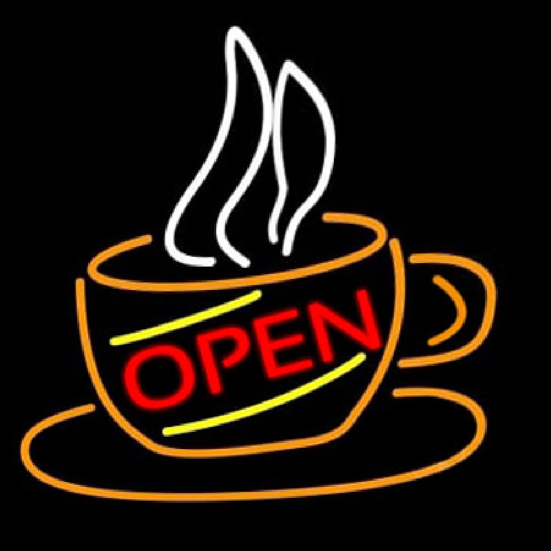 Open Coffee Cup Neon Skilt