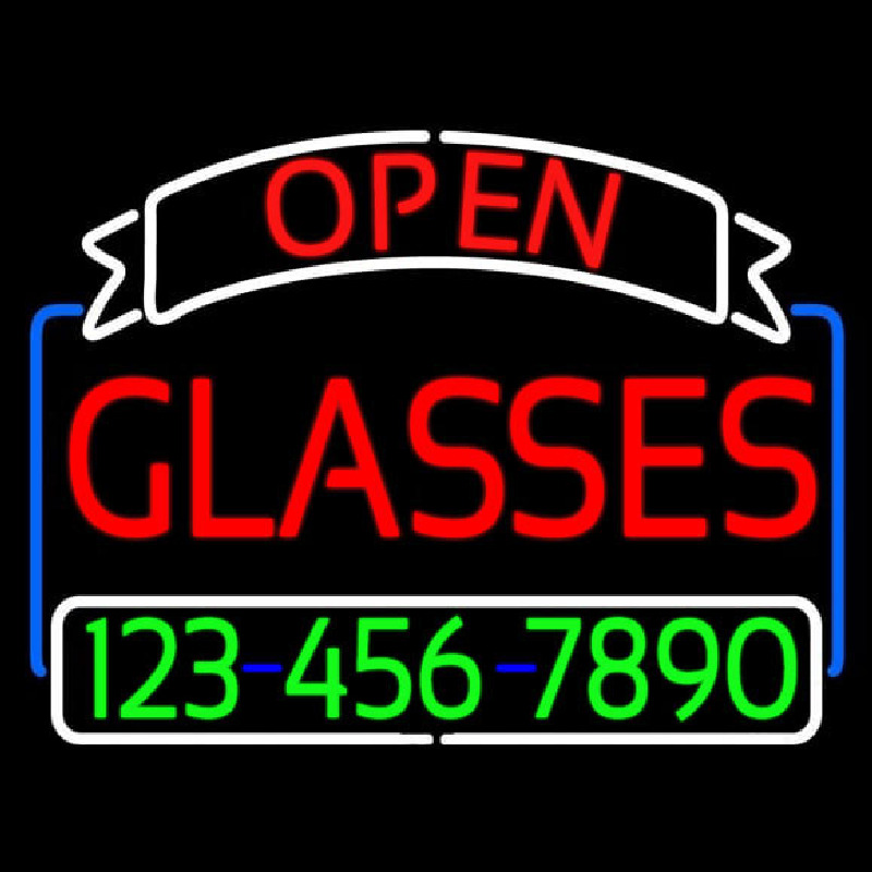 Open Glasses With Number Neon Skilt