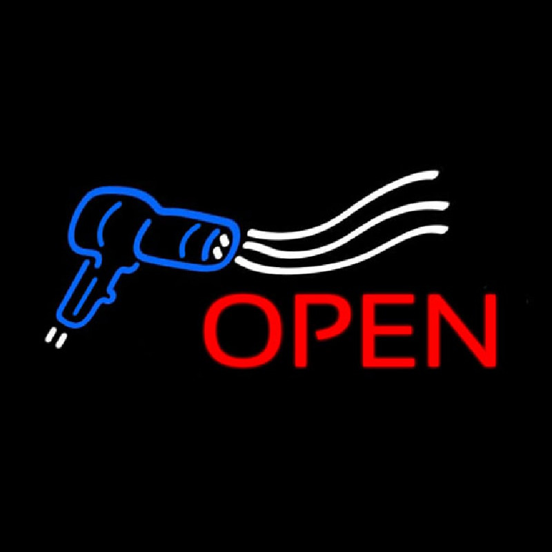 Open Hair Dryer Logo Neon Skilt