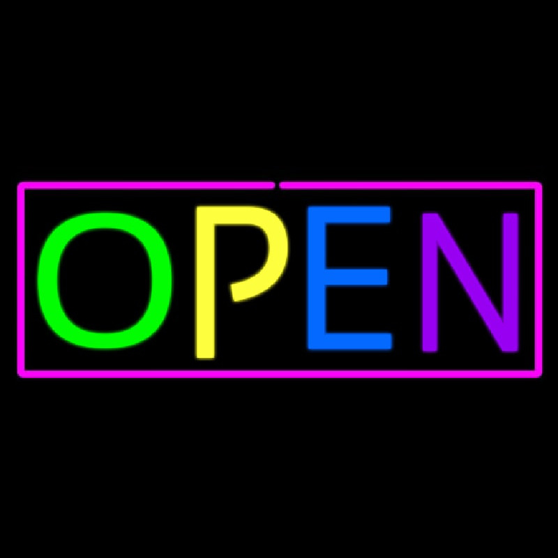 Open Multicolor Neon Skilt