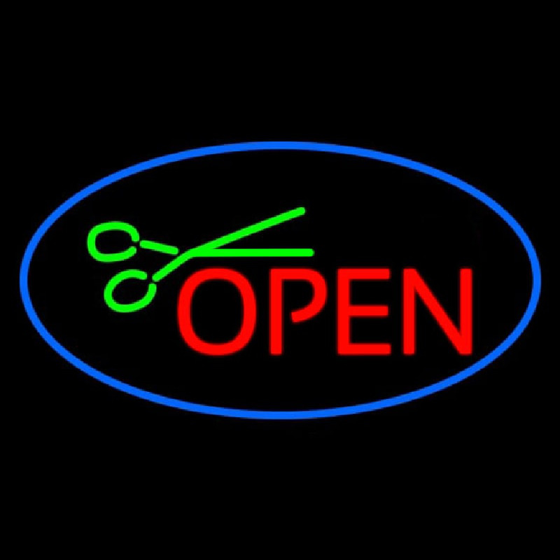 Open Oval Blue Neon Skilt